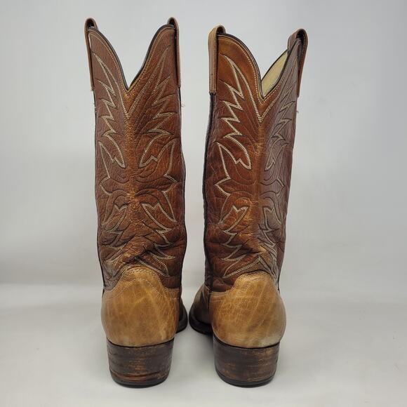 Vintage Dan Post Boots Mens 8.5D Brown Leather EXOTIC RARE Cowboy Western 6758 - Picture 8 of 16